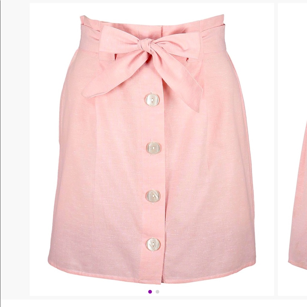 Paper bag waist linen skirt